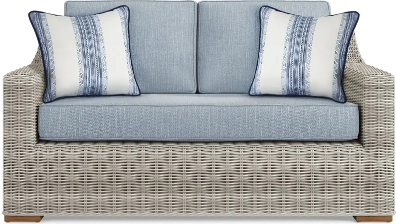 Patmos Gray Outdoor Loveseat with Steel Cushions