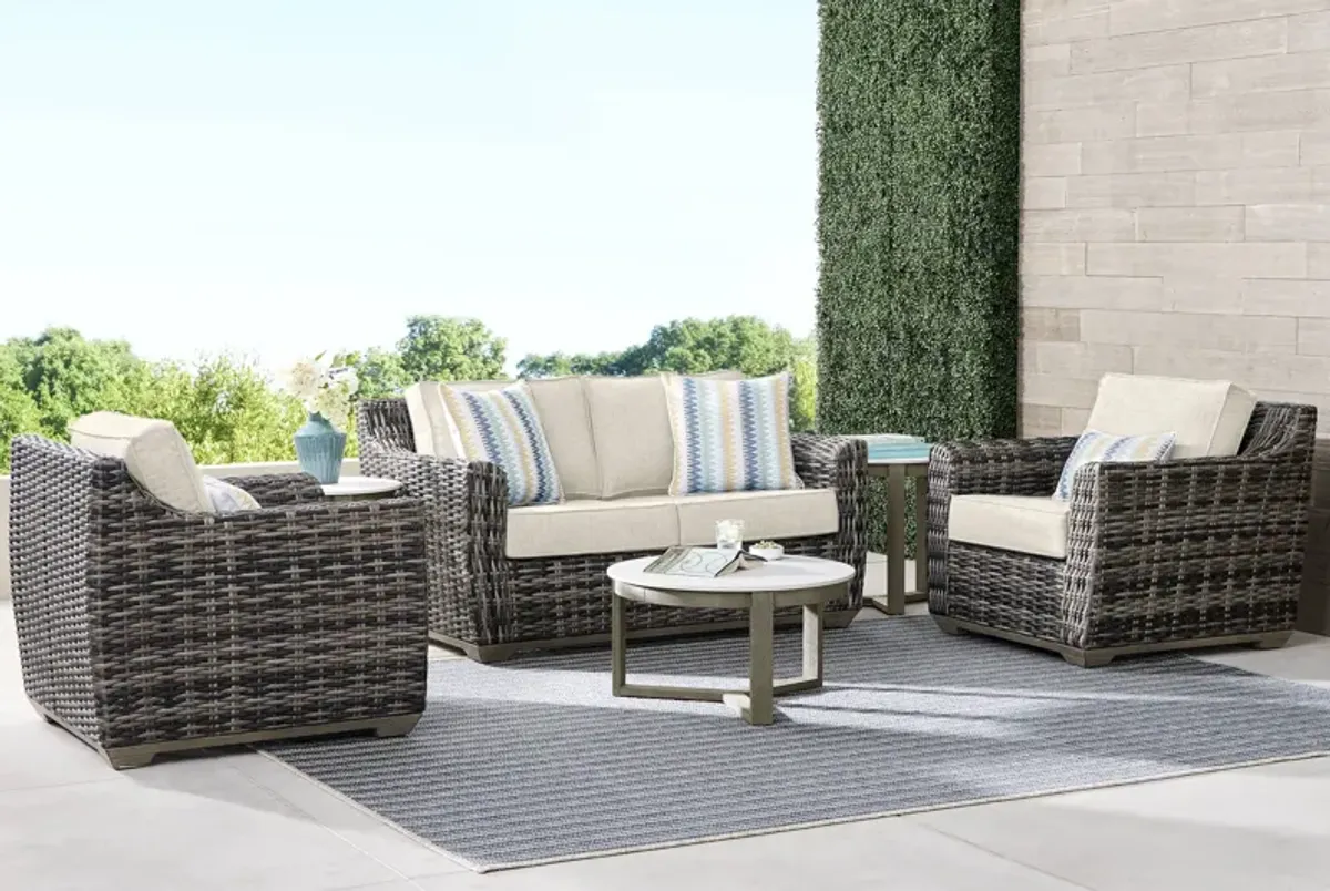 Montecello Gray 4 Pc Outdoor Loveseat Seating Set with Twine Cushions