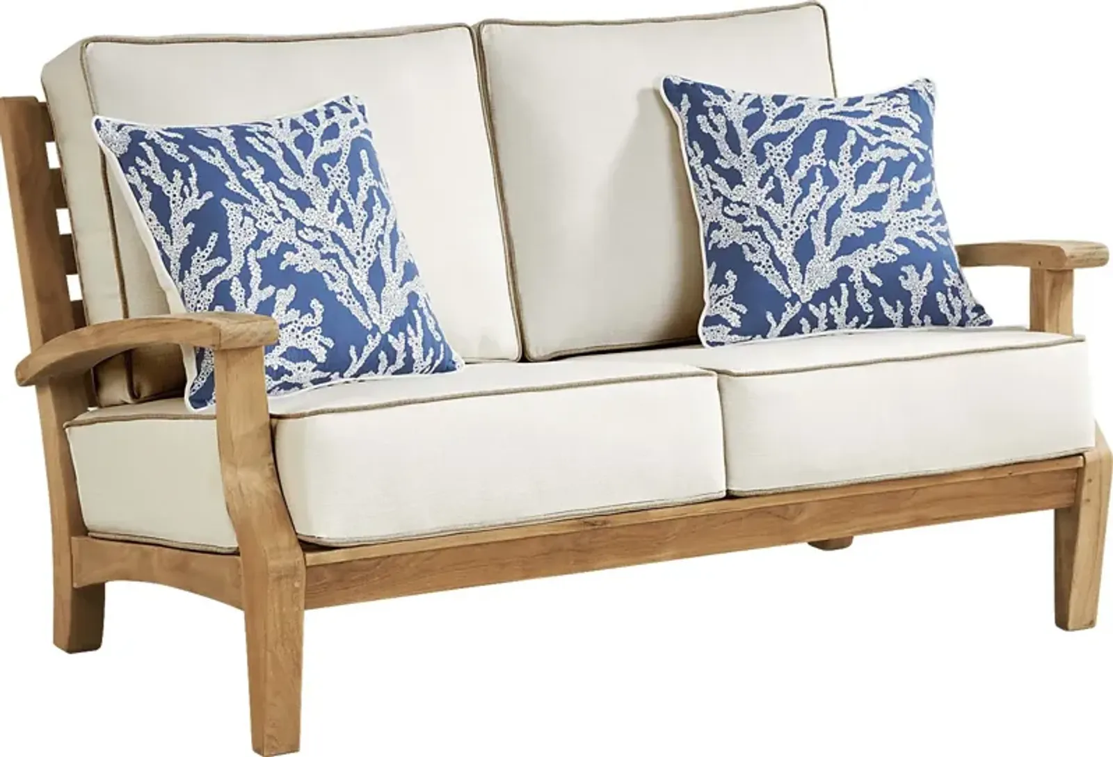 Pleasant Bay Teak Outdoor Loveseat with Vapor Cushions