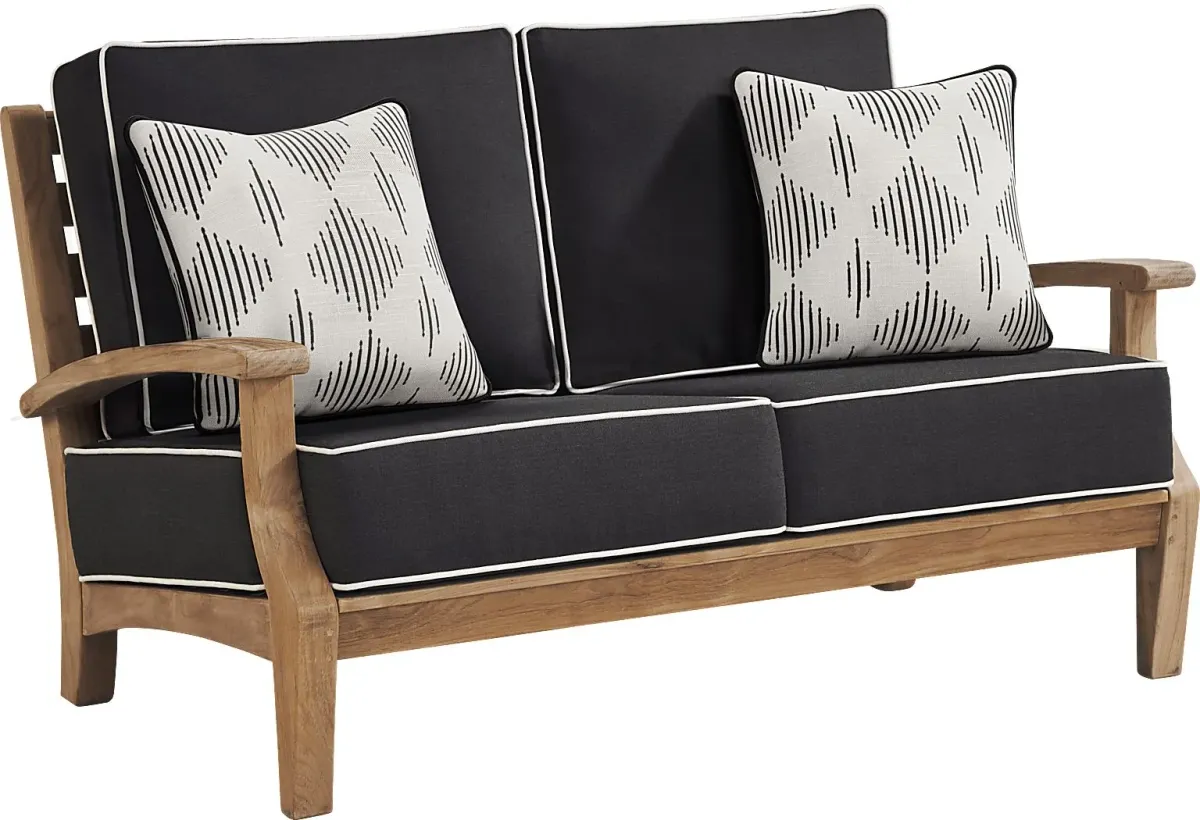 Pleasant Bay Teak Outdoor Loveseat with Charcoal Cushions