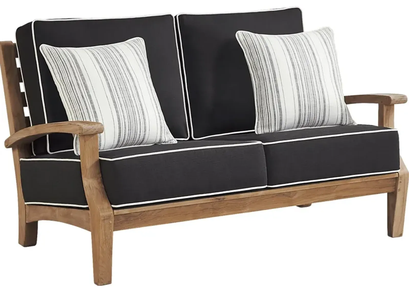 Pleasant Bay Teak Outdoor Loveseat with Charcoal Cushions