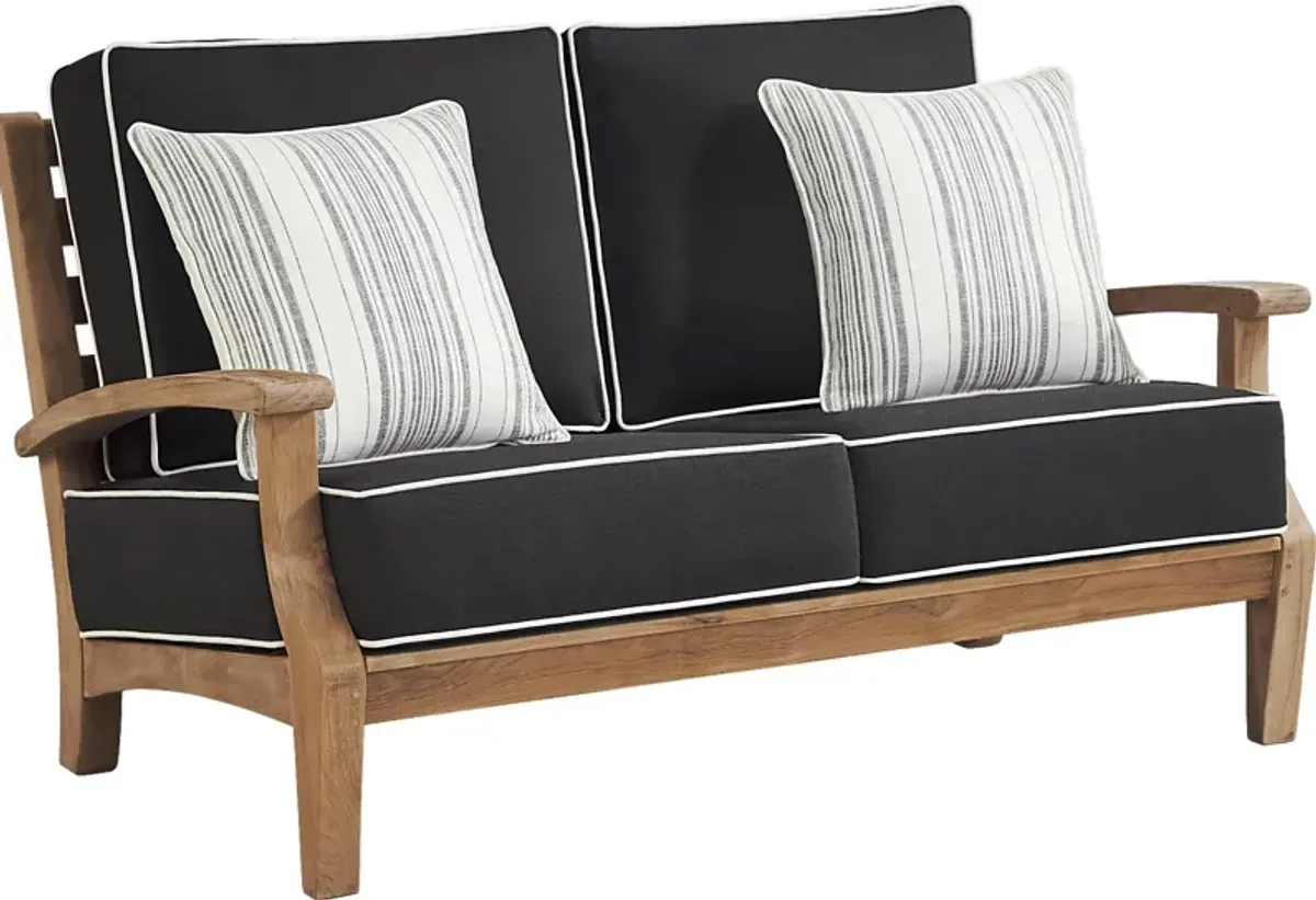 Pleasant Bay Teak Outdoor Loveseat with Charcoal Cushions