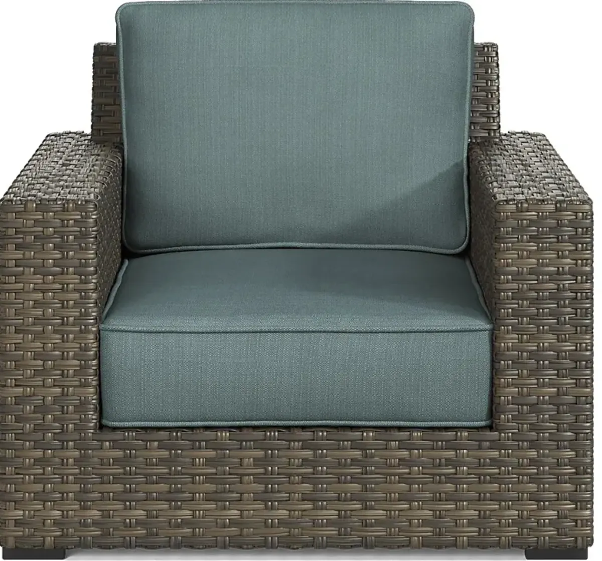 Rialto Brown Outdoor Chair with Aqua Cushions