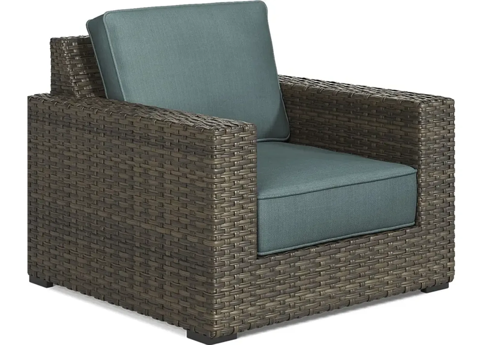 Rialto Brown Outdoor Chair with Aqua Cushions