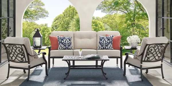 Carina Bronze 3 Pc Outdoor Seating Set with Desert Cushions