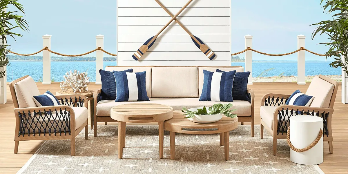 Riva Blonde Outdoor Club Chair with Flax Cushions