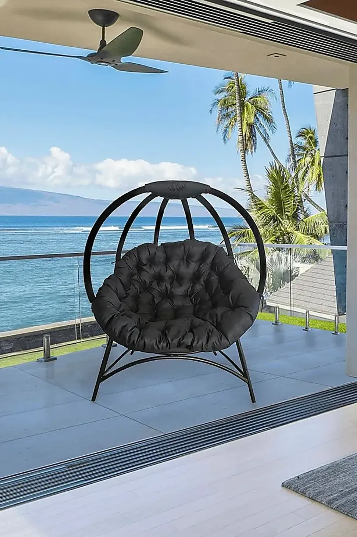 Outdoor Trumbell Black Accent Chair