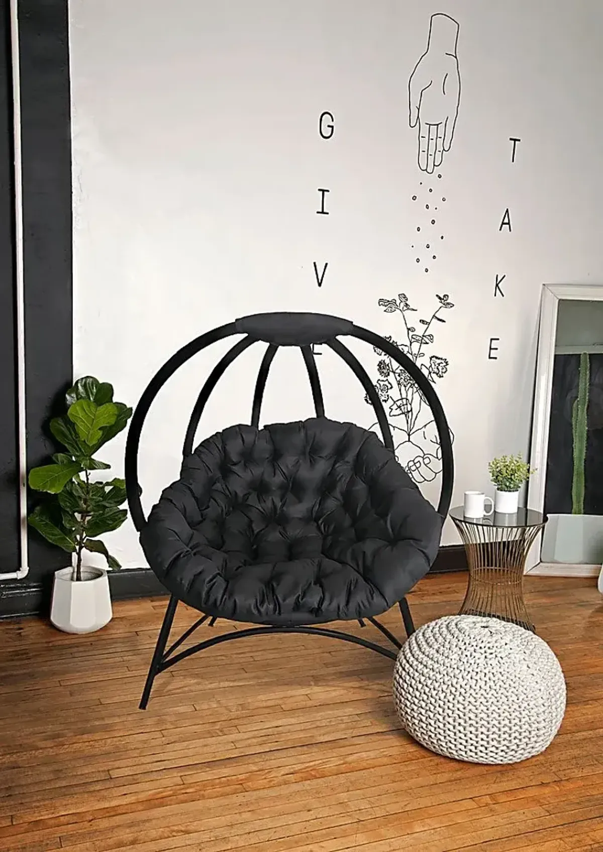 Outdoor Trumbell Black Accent Chair