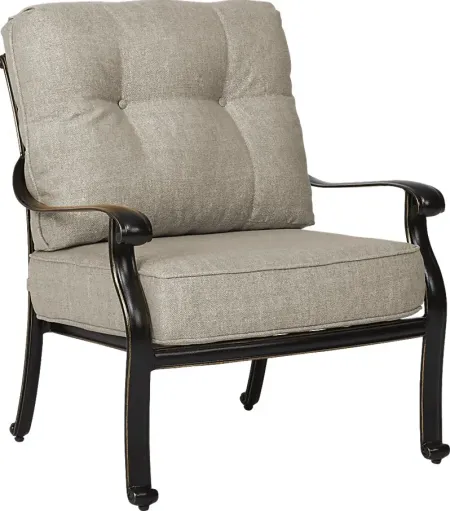 Lake Como Antique Bronze Outdoor Club Chair With Silk-Colored Cushions