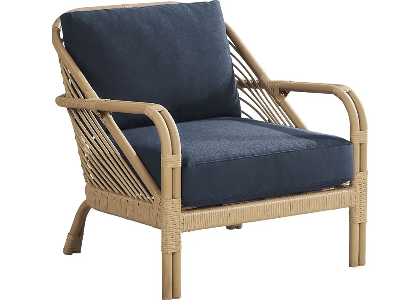 Coronado Sandstone Outdoor Chat Chair with Indigo Cushions