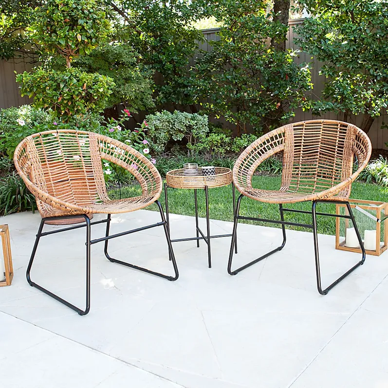 Agincourt Natural Outdoor 3 Pc Bistro Set