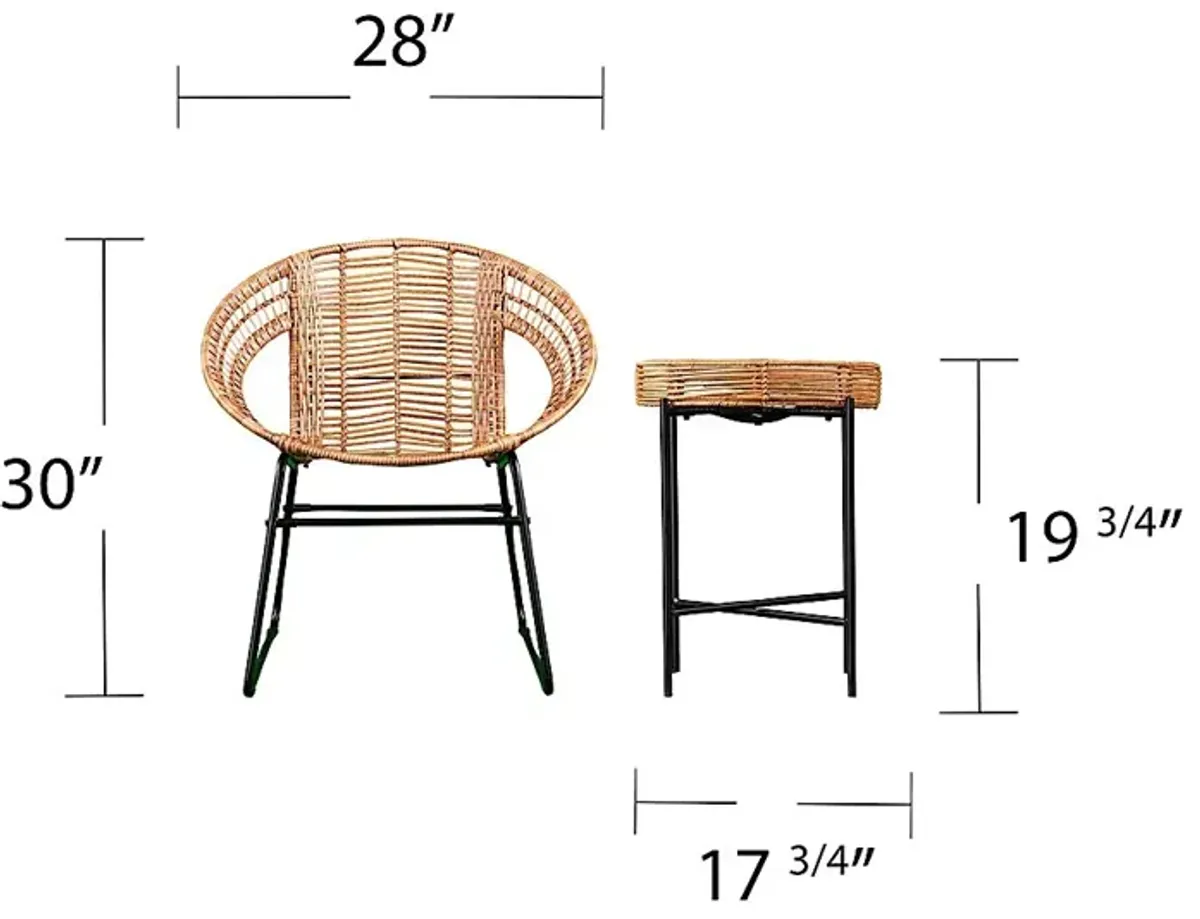 Agincourt Natural Outdoor 3 Pc Bistro Set