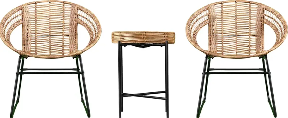 Agincourt Natural Outdoor 3 Pc Bistro Set