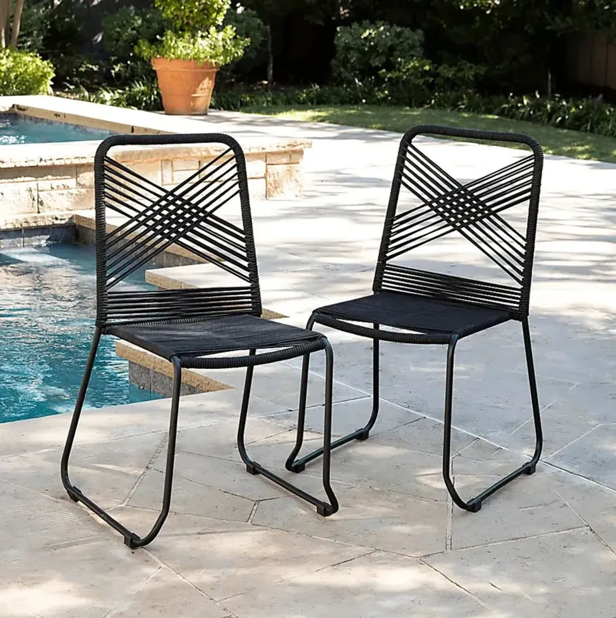 Donwood Black Outdoor Accent Chair, Set of 2