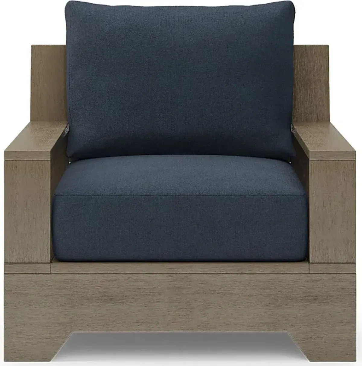 Lake Tahoe Gray Outdoor Club Chair with Indigo Cushions