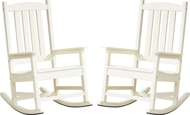 Brocky White Outdoor Rocking Chair, Set of Two