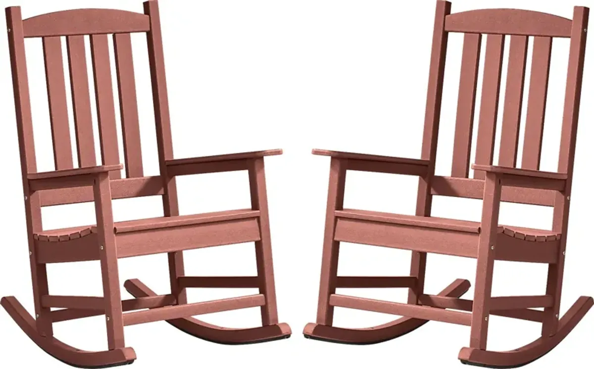 Brocky Red Outdoor Rocking Chair, Set of Two