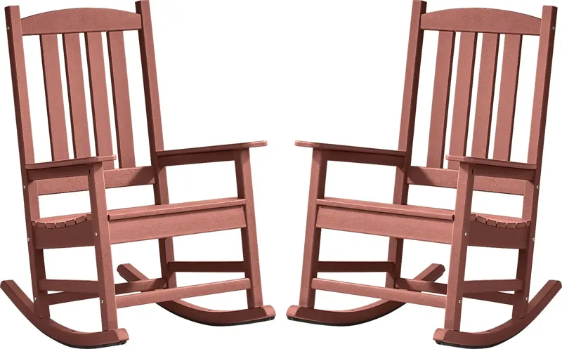 Brocky Red Outdoor Rocking Chair, Set of Two