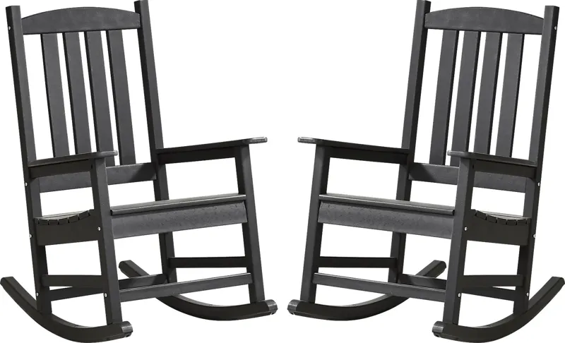 Brocky Black Outdoor Rocking Chair, Set of Two