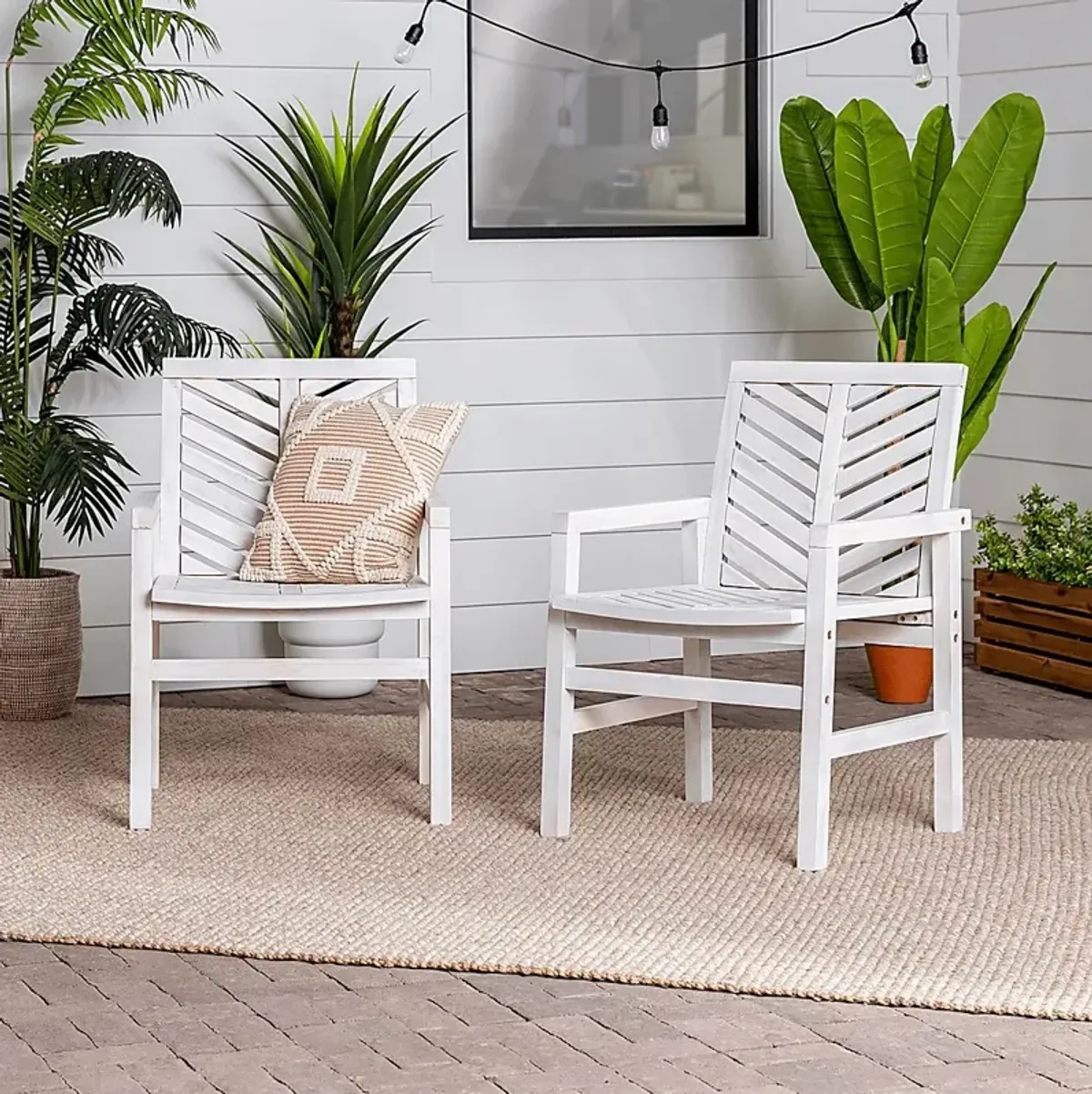 Outdoor Worcaster White Accent Chair Set of 2