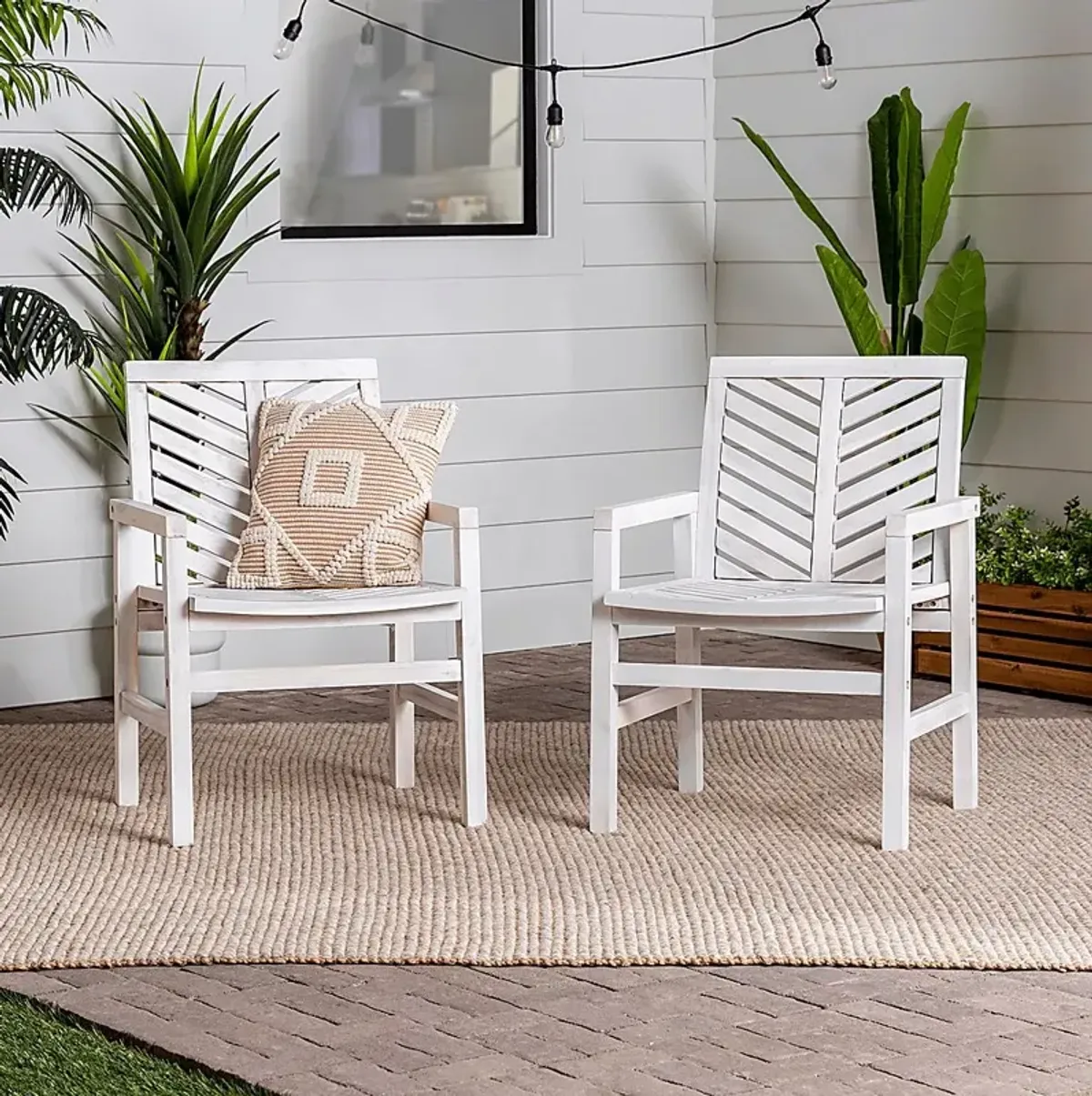 Outdoor Worcaster White Accent Chair Set of 2