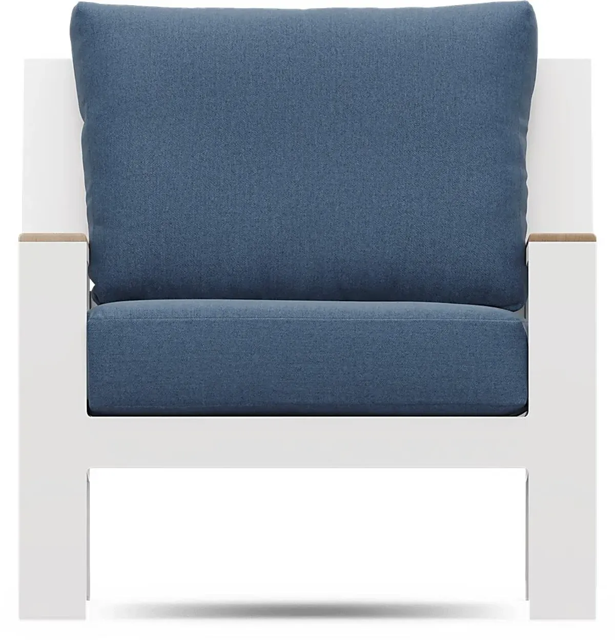 Solana White Outdoor Club Chair with Blueberry Cushions