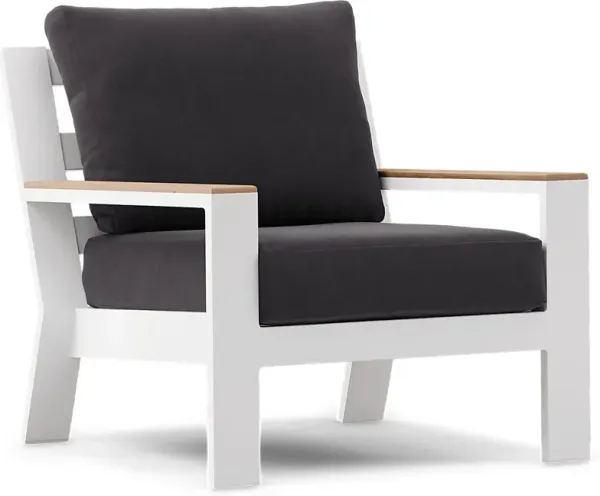 Solana White Outdoor Club Chair with Charcoal Cushions