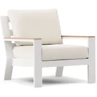 Solana White Outdoor Club Chair with Natural Cushions