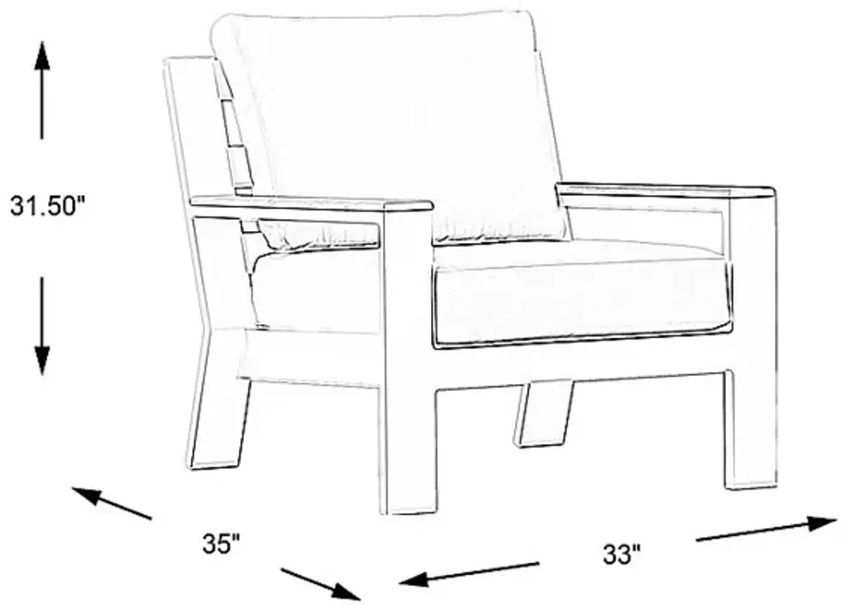 Solana Taupe Outdoor Club Chair with Blueberry Cushions