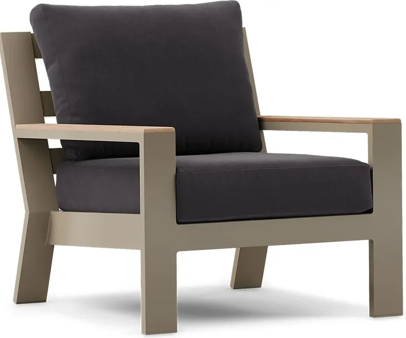 Solana Taupe Outdoor Club Chair with Charcoal Cushions