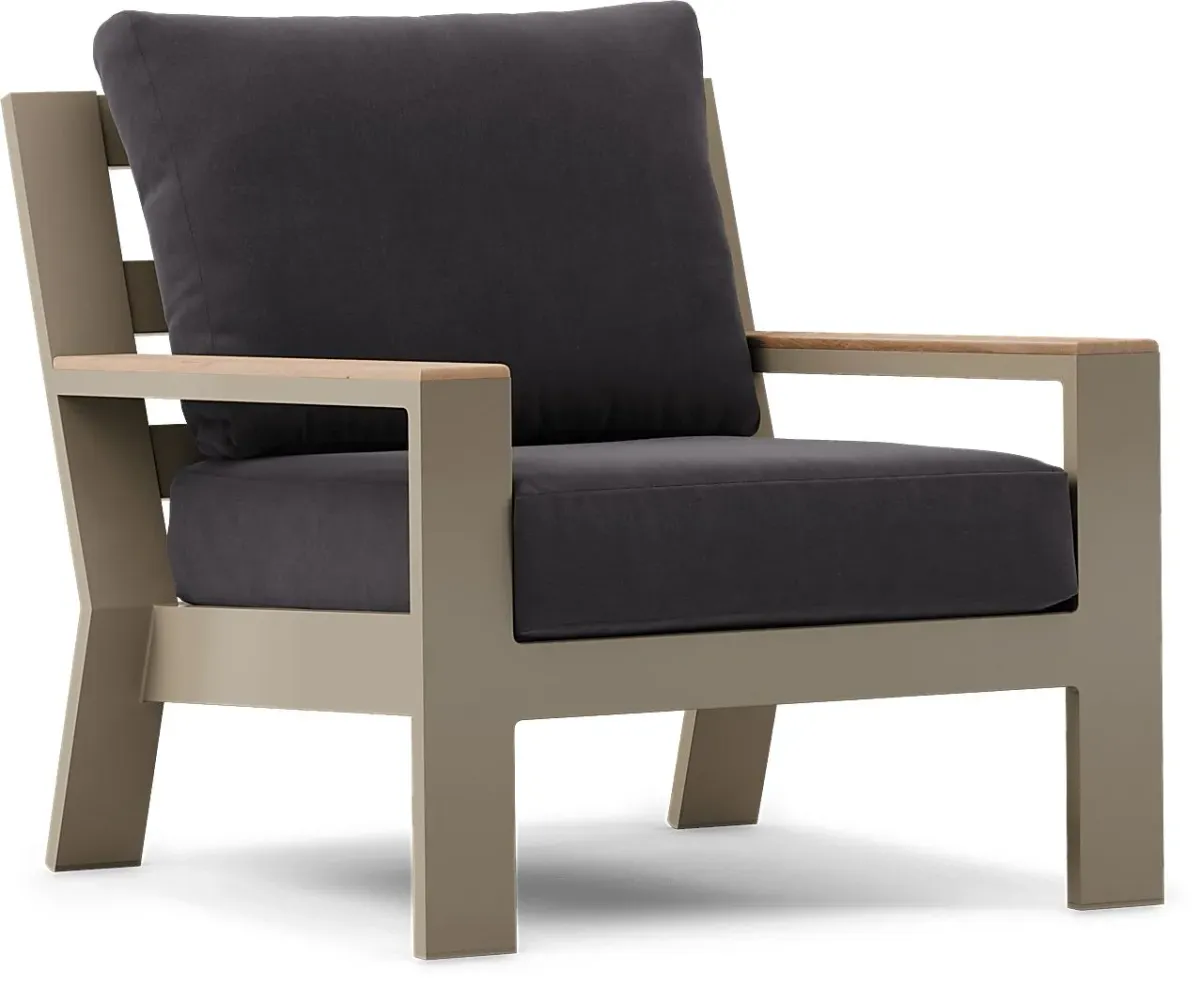 Solana Taupe Outdoor Club Chair with Charcoal Cushions