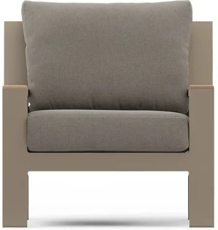 Solana Taupe Outdoor Club Chair with Mushroom Cushions