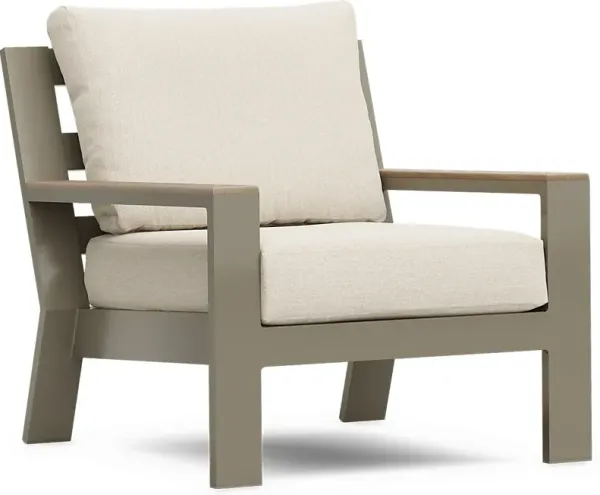 Solana Taupe Outdoor Club Chair with Bisque Cushions