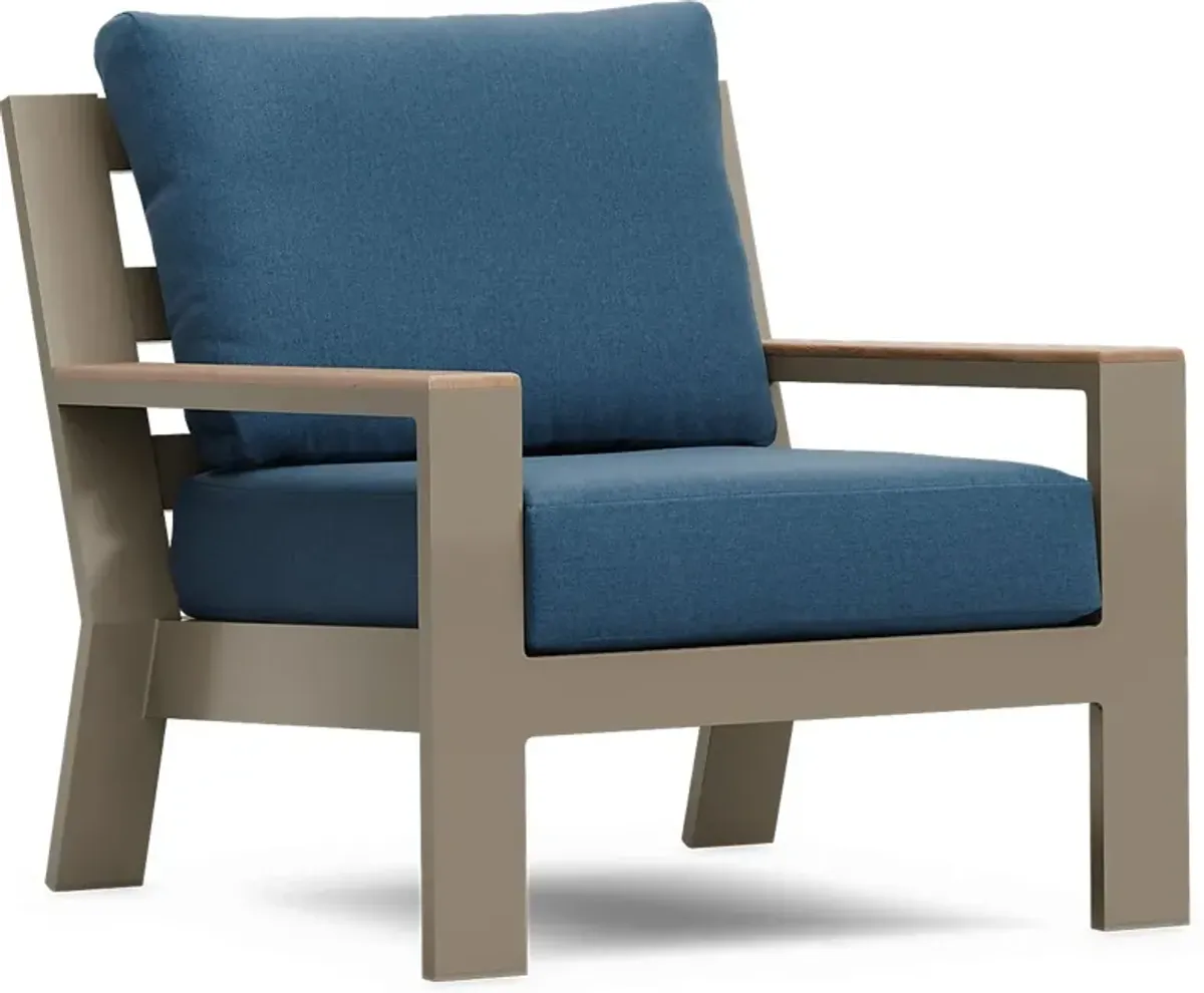 Solana Taupe Outdoor Club Chair with Blueberry Cushions