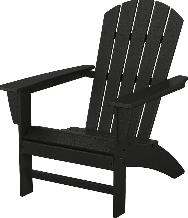 POLYWOOD Nautical Black Outdoor Adirondack Chair