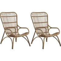 Kain Natural Outdoor Lounge Chairs, Set of Two