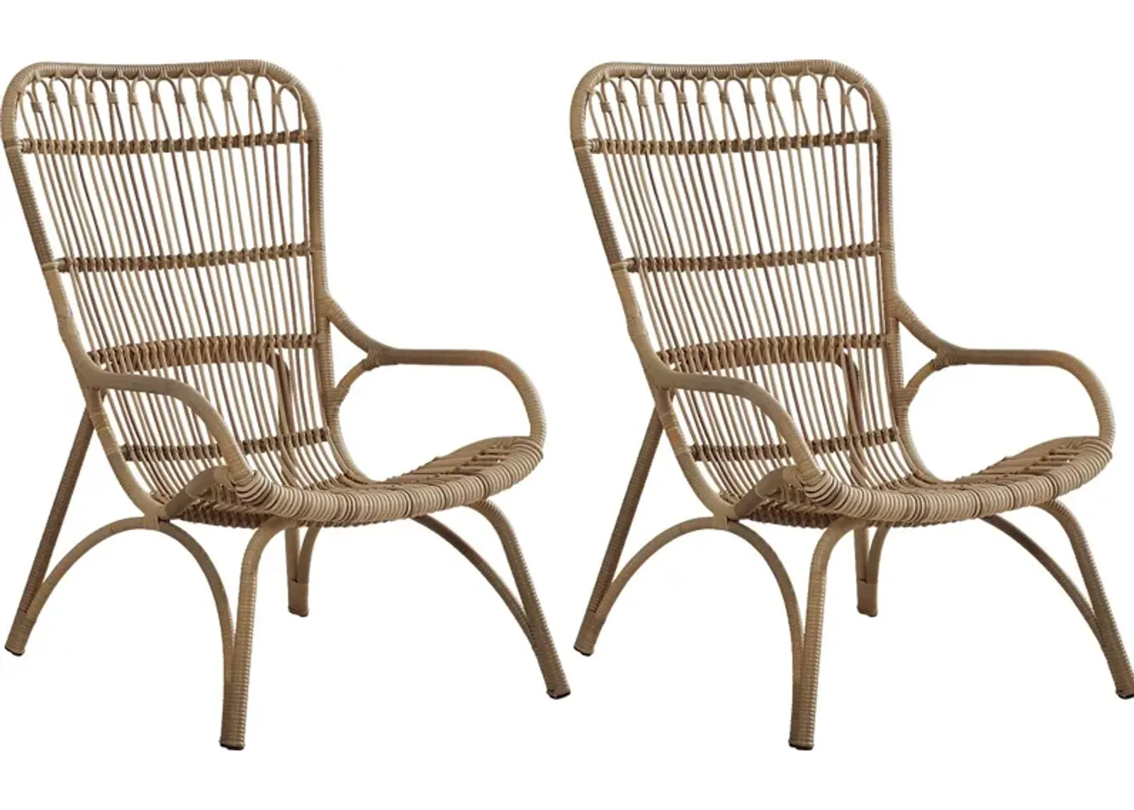 Kain Natural Outdoor Lounge Chairs, Set of Two