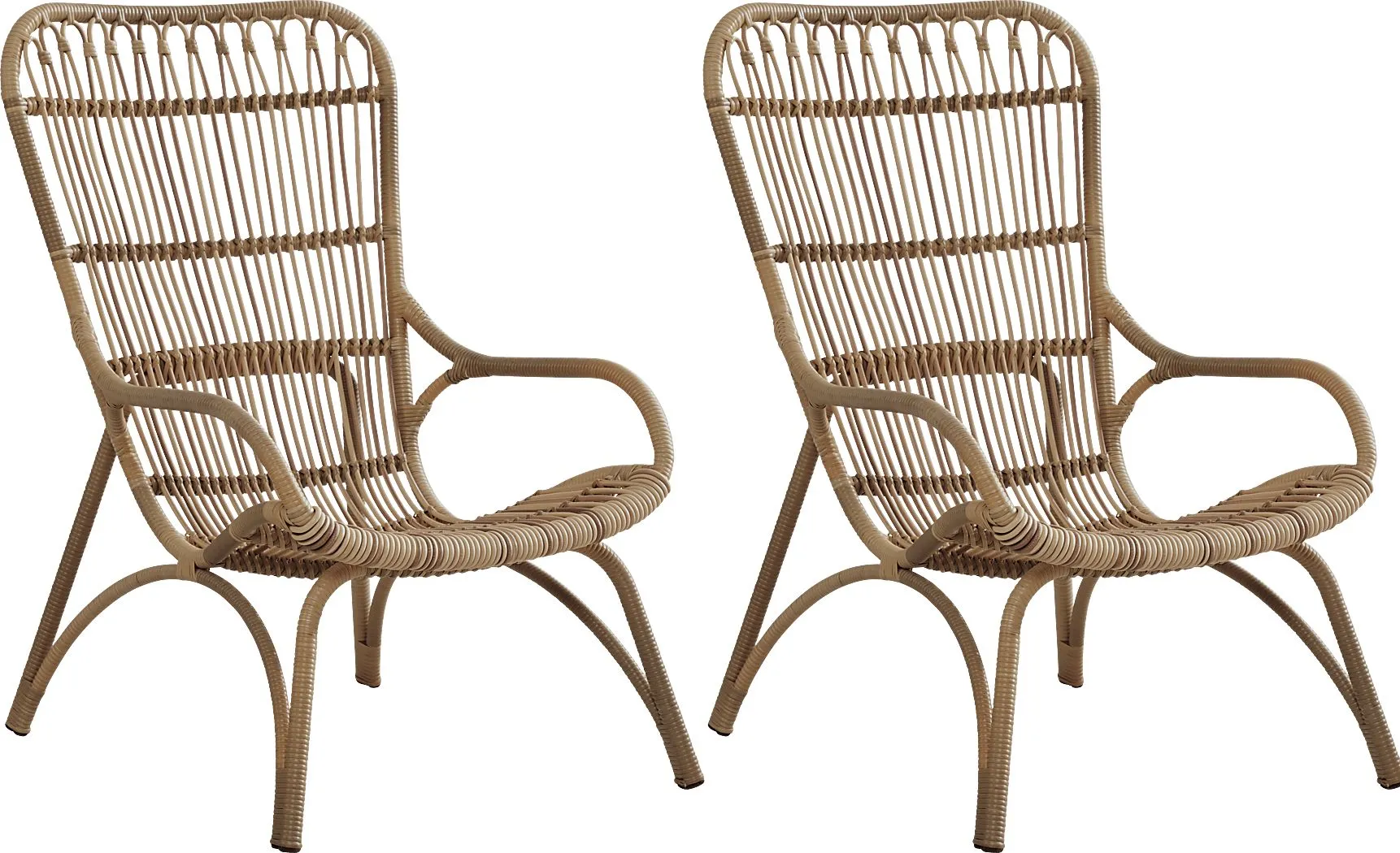 Kain Natural Outdoor Lounge Chairs, Set of Two