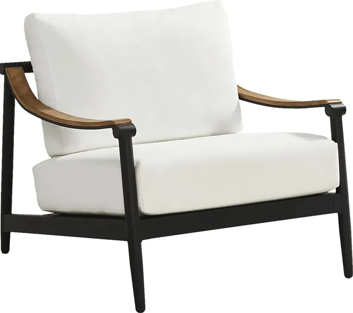 Harlowe Black Outdoor Club Chair with White Cushions