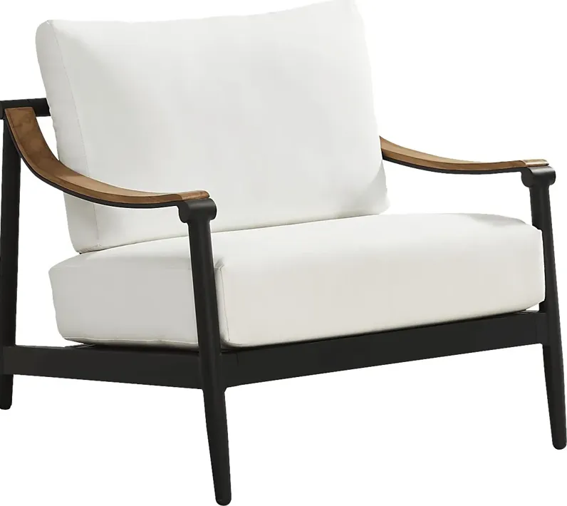 Harlowe Black Outdoor Club Chair with White Cushions
