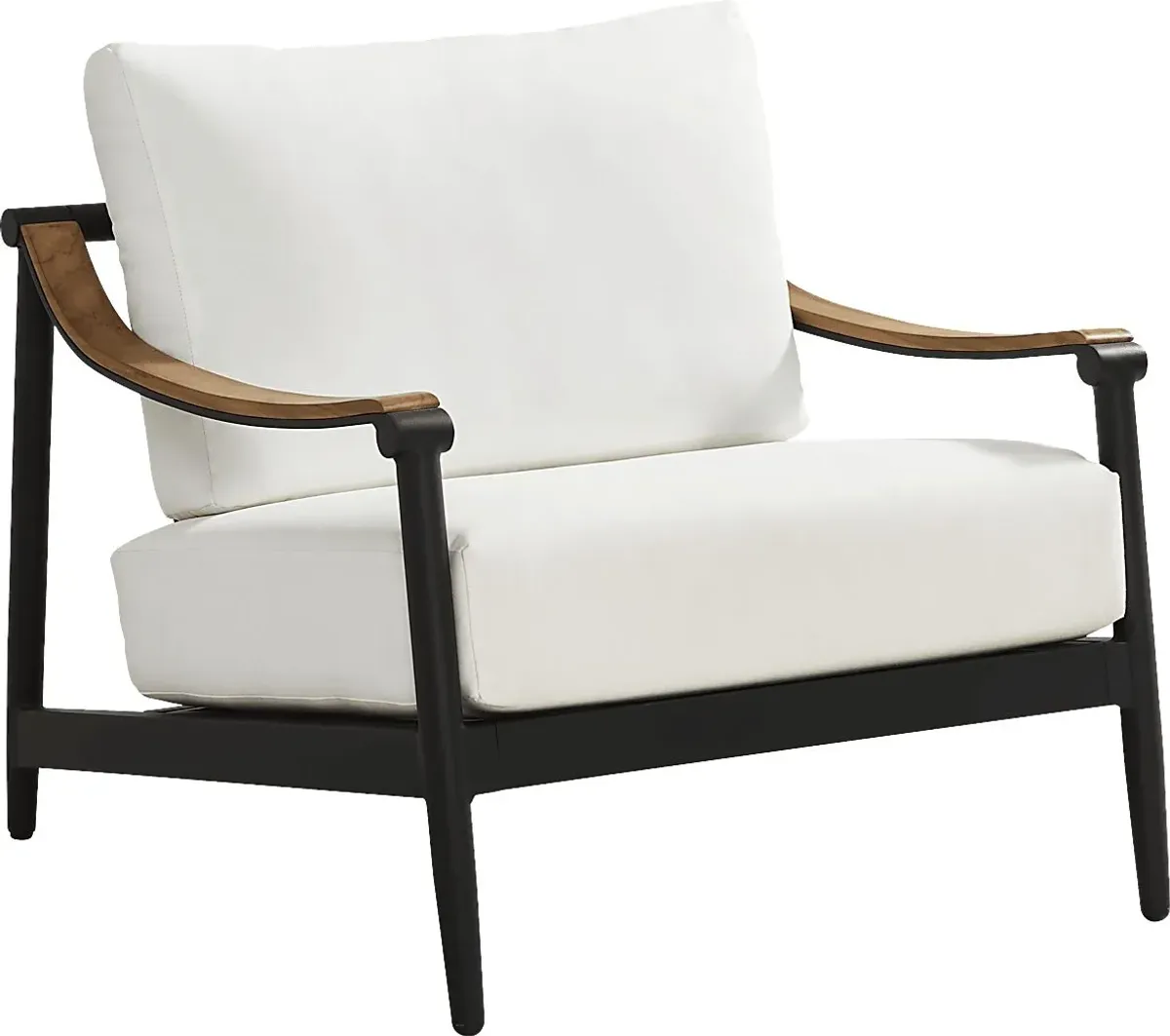 Harlowe Black 5 Pc Outdoor Chat Set with White Cushions