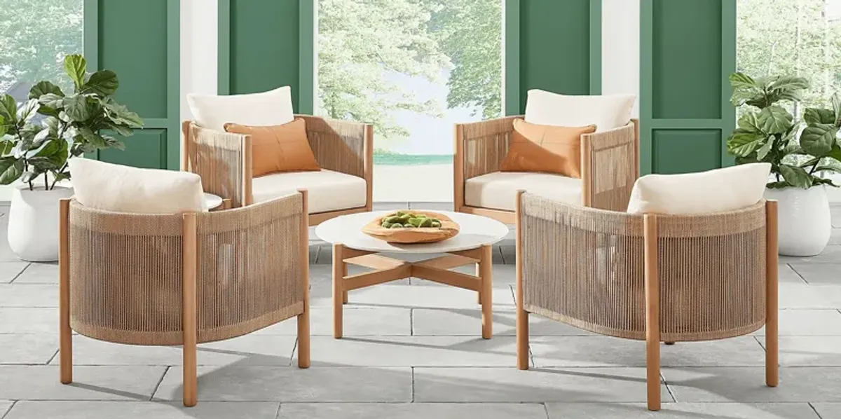 Marche Beige 6 Pc Outdoor Chat Set