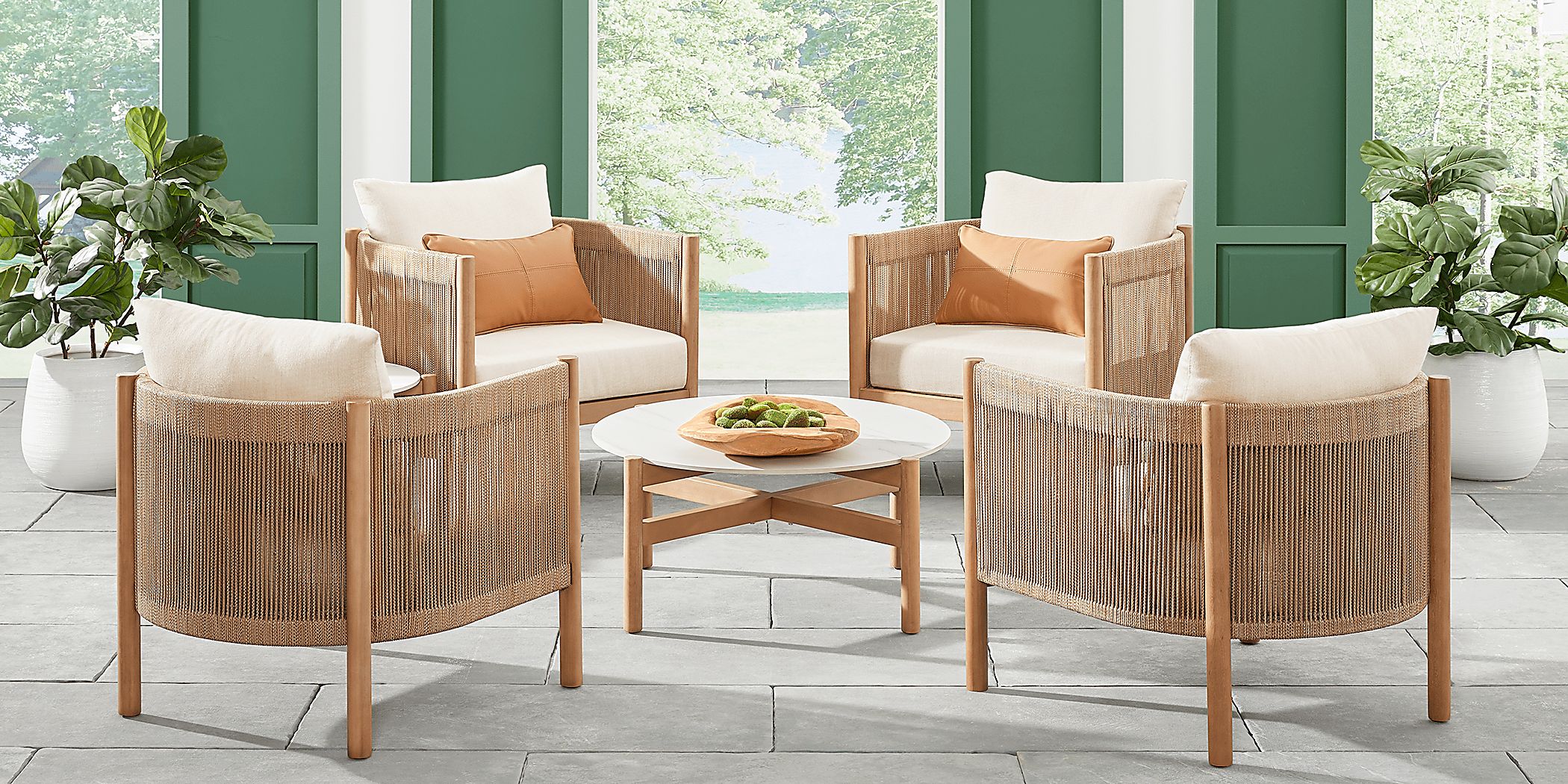 Marche Beige 5 Pc Outdoor Chat Set