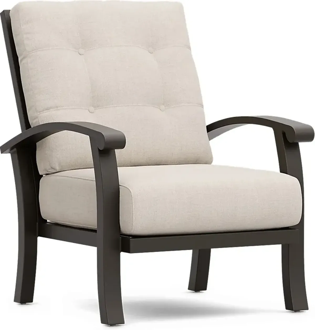 Lake Breeze Aged Bronze Outdoor Club Chair with Parchment Cushions