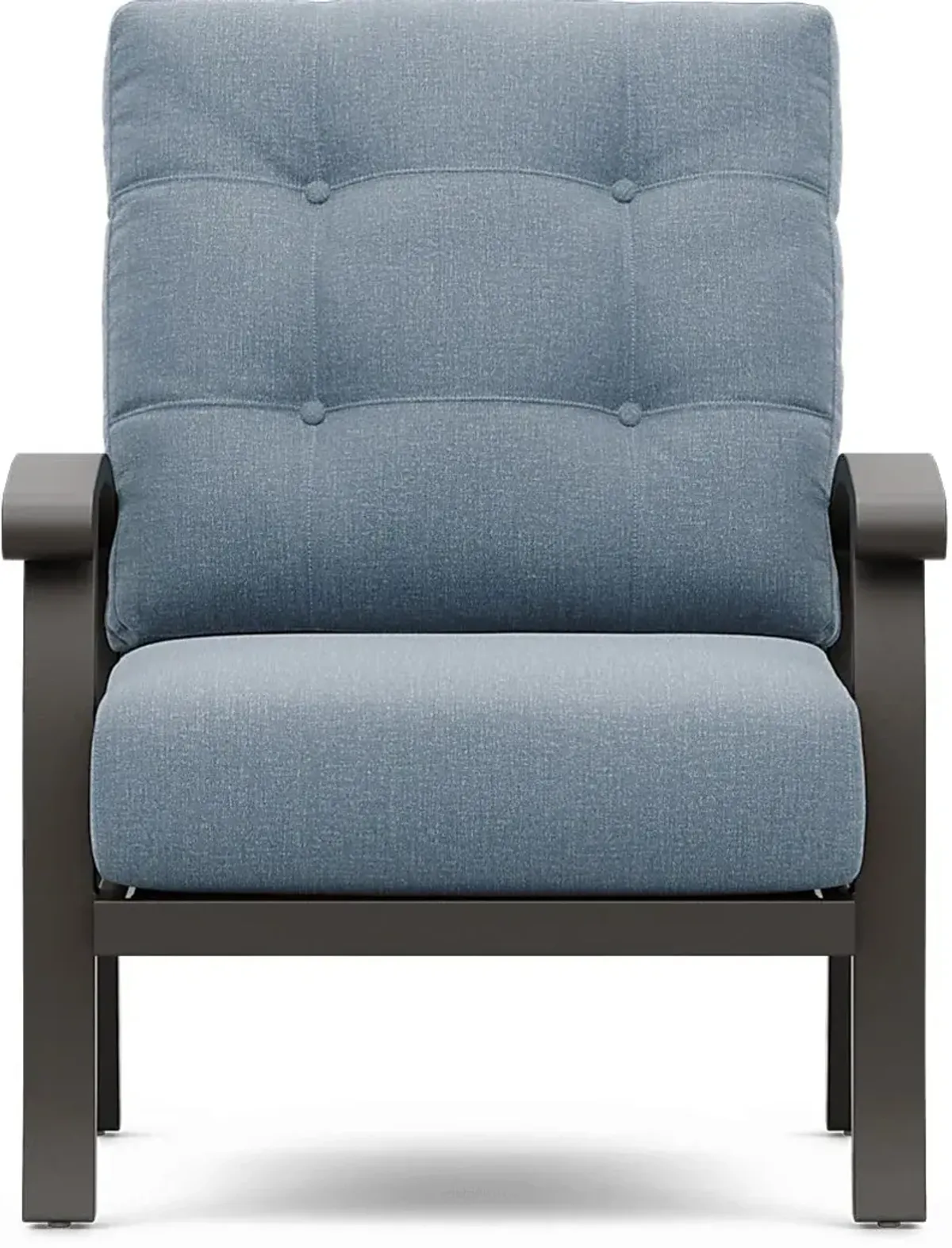 Lake Breeze Aged Bronze Outdoor Club Chair with Blueberry Cushions