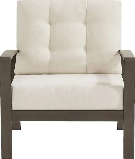 Torio Brown Outdoor Club Chair with Oatmeal Cushions