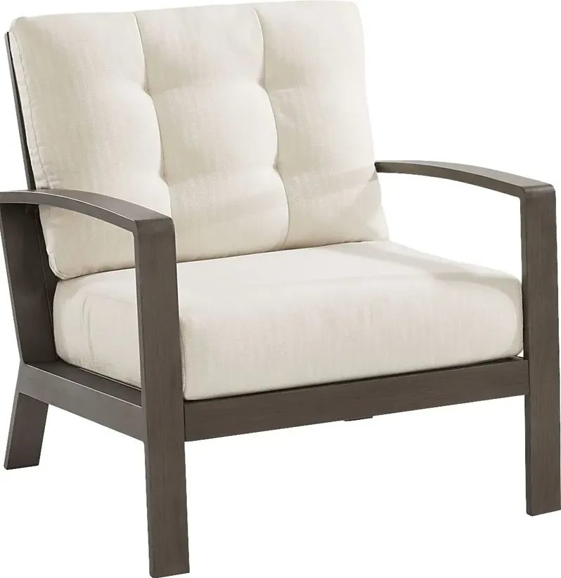 Torio Brown Outdoor Club Chair with Oatmeal Cushions