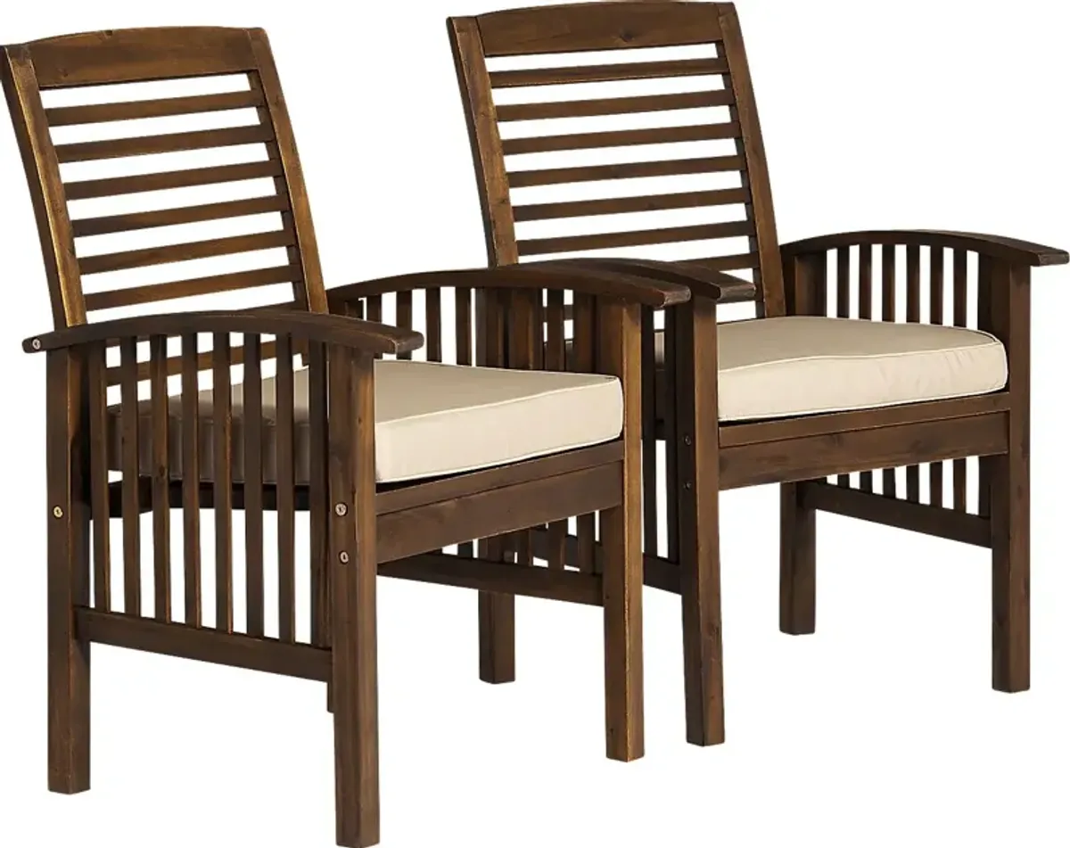 Dunsmere Dark Brown Outdoor Accent Chair, Set of 2