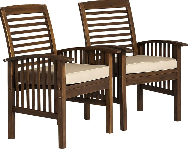 Dunsmere Dark Brown Outdoor Accent Chair, Set of 2