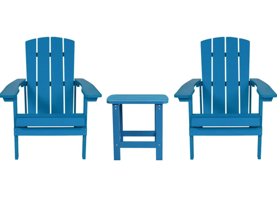 Outdoor Charleslynn Blue Adirondack Chairs and Side Table